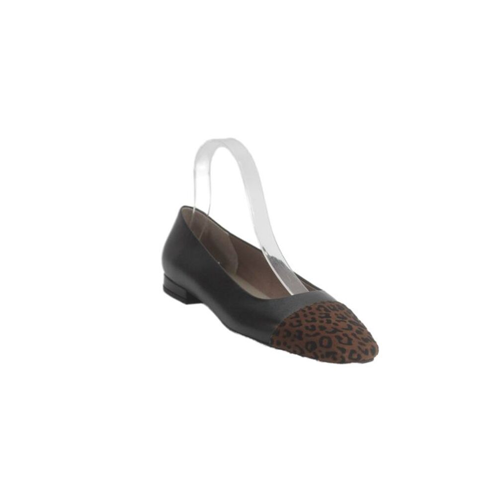 Duit Women's Square Toe Color Block Ballet Flat Shoes Black Size 38